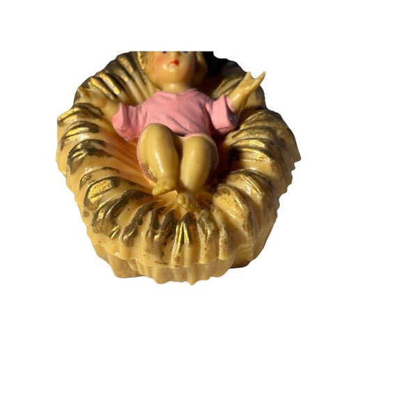 Vtg Nativity Baby Jesus Christmas Plastic Hong Kong 60's Christmas Holiday 2.5" - Picture 5 of 6